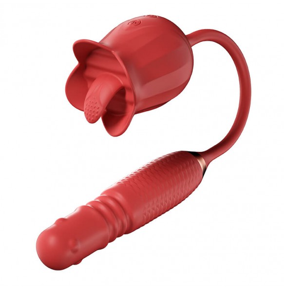 MizzZee - Flower Bud Licking Retractable Rotate Beads Wand (Chargeable - Red)